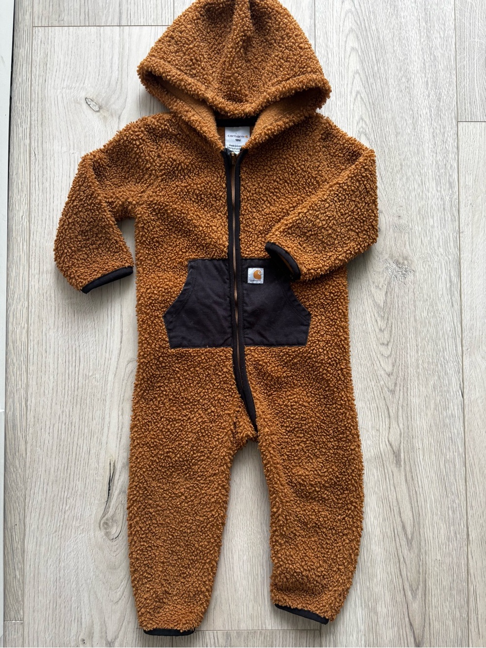 Carhartt Kids Rust Brown Sherpa Hooded One-Piece